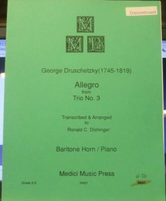Baritone & Piano: Allegro from Trio #3 by George Druschetzky arr R C Dishinger - Image 1 of 3