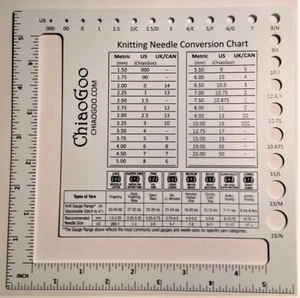 ChiaoGoo Double-Sided US-Metric Swatch/Needle Gauge 1091-SQ - Picture 1 of 2