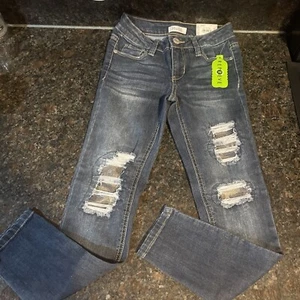 NWT Mudd Jeans Distressed w/ Sequins Repreve Designer Girl’s Size 7 - Picture 1 of 5