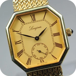 *Exc+5* LONGINES Cal.L646.4 Manual Winding Roman Octagon Small Second Gold Watch - Picture 1 of 11