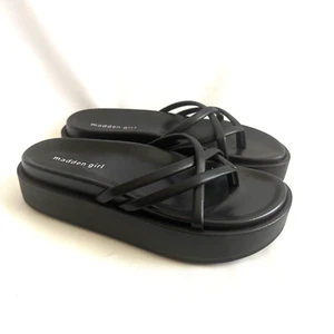 Madden Girl Sandals Size 7.5 Black Women Fowler Slip On Comfort Platform Strappy - Picture 1 of 17