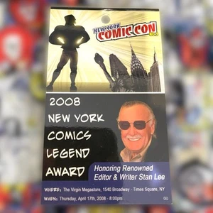 NY COMIC CON 2008 NY Comics Legend Award Badge Honoring Marvel Icon Stan Lee - Picture 1 of 2