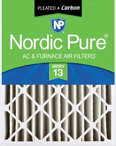Nordic Pure 20x20x4 (3 5/8) Pleated Air Filters MERV 13 Plus Carbon 1 Pack - Picture 1 of 7