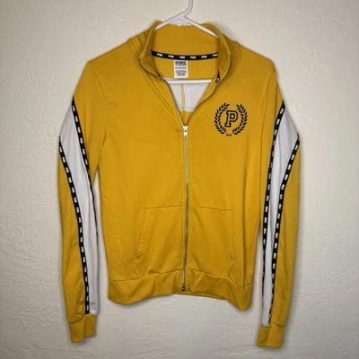 Sudadera ROSA Victorias Secret XS Adulto Amarilla Cremallera Completa Cuello Simulado Para Mujer Foto 1 de 4