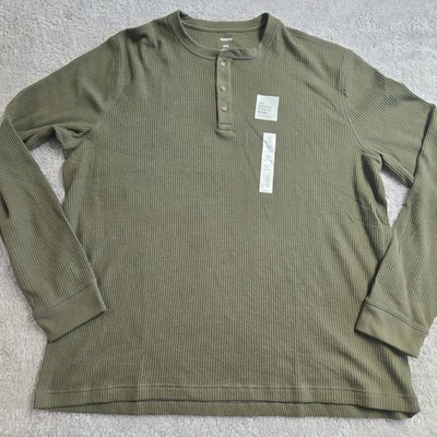 Sonoma Essential Thermal Henley Hombre XXL Verde Oliva Nuevo Con Etiquetas Suave Foto 1 de 4