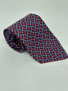 Corbata de seda vintage Polo Ralph Lauren patrón geométrico hecha en Italia clásica - Imagen 1 de 9