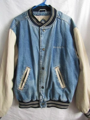 Vtg 80s 90s Gear For Sports Denim Bomber Jacket Mens Size L / XL Quilt Lined - Image 1 of 4