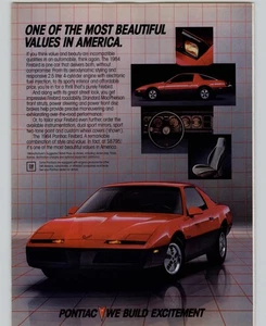 1984 Vintage Car Print Ad Red Pontiac Firebird Magazine Advertisement Promo Art - Picture 1 of 5
