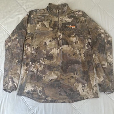 Sitka Grinder Zip-T Gore Optifade Timber Camo Grid Fleece Top 1/2 Zip -X large￼ - Image 1 of 4