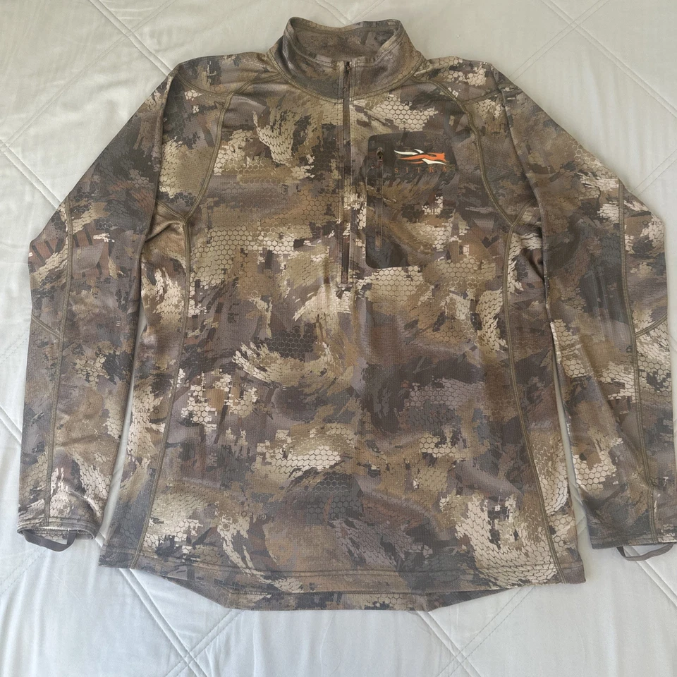 Sitka Grinder Zip-T Gore Optifade Timber Camo Grid Fleece Top 1/2 Zip -X large￼ - Image 1 of 4