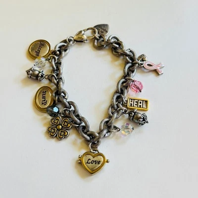 Pulseira pendente charme rosa Brighton Power of Inspiradora cristal swarovski 8" - Imagem 1 de 4