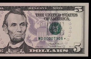 $5 2013 GEM CU Star Federal Reserve Note MD00007908* SINGLE RUN ISSUE 320K print - Picture 1 of 3