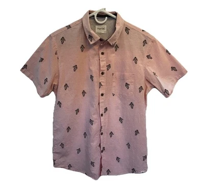 Sovereign Code Mens Pink button down shirt  Short Sleeve Astronauts - Image 1 of 4