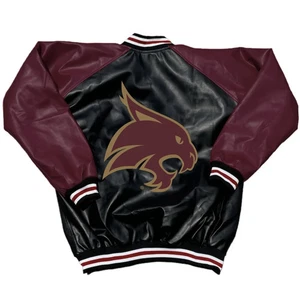 Letterman Texas State besticktes Logo Wolle & Leder College-Jacke - Bild 1 von 4