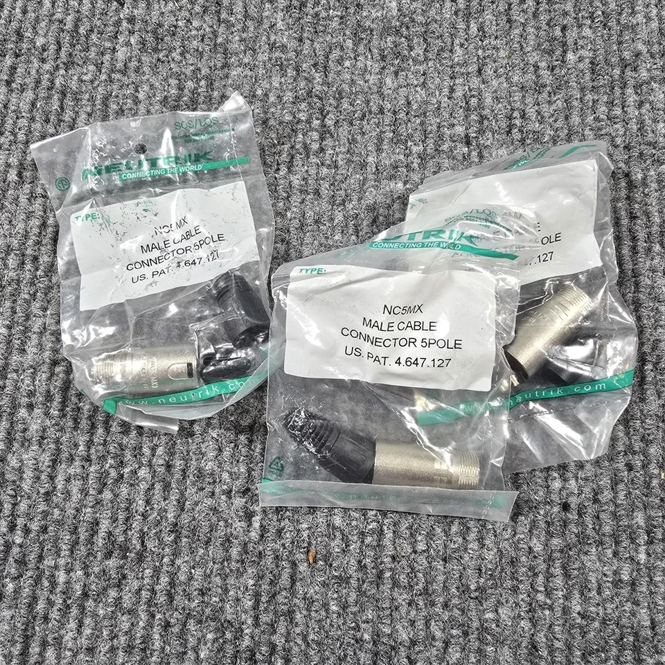 Neutrik NC5MX Conector de Cable Macho 5 Polos Lote de 3 Nuevos Enchufes XLR de Audio Sellados Foto 1 de 3