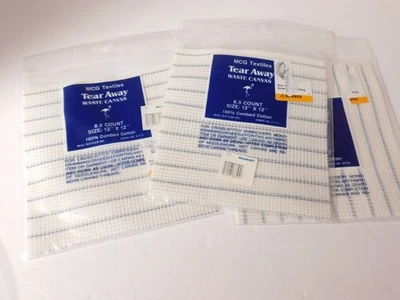 Tear Away Waste Canvas - MCG Textiles Lot of 3   8.5 ct 12"x12" pieces - Image 1 of 2