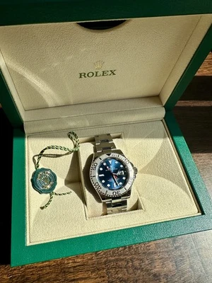 Rolex Yacht-Master 40 mm esfera azul acero inoxidable-platino 116622 B&P WOW Foto 1 de 4