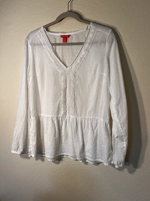 Blusa Jose Fresh Blanca Manga Larga XS Cuello en V Peplum Texturizado Foto 1 de 4