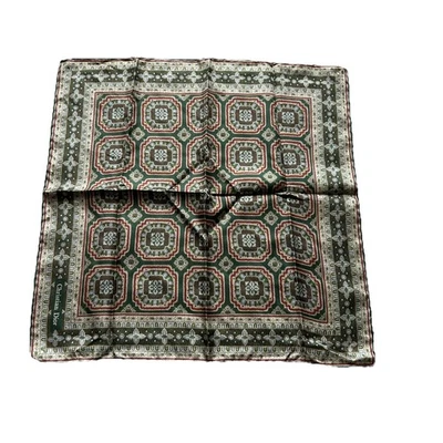 "Bufanda vintage Christian Dior patrón geométrico etiqueta toda seda hecha en Italia 18"""  Foto 1 de 4