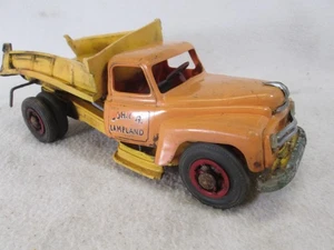 Vintage 1950's Product Miniatures Corp plastic yellow orange dump truck - Picture 1 of 9