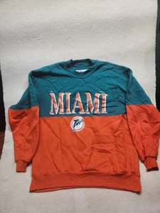 Vintage 90s NFL Tag Miami Dolphins NFL Crewneck Sweatshirt Sz Large Dodger - Picture 1 of 3