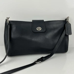 Vintage Coach B1P-9818 Umhängetasche schwarz Leder Drehverschluss - Bild 1 von 15