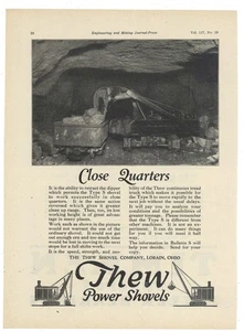 1924 Thew Shovel Co. Lorain, OhiO anuncio: pala eléctrica tipo S en cuarto cerrado trabajo - Imagen 1 de 1