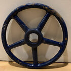VINTAGE 10” CAST IRON STEAMPUNK SHUT OFF VALVE Large Blue Wheel