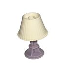 Lampe de table violette vintage miniature maison de poupée avec mobilier de remplacement à abat-jour blanc