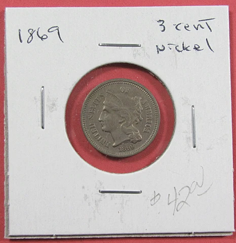 1869 3cn U.S. Three Cent Nickel. Circulated. Nice type coin.  (523150) Cover