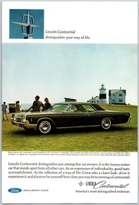 1966 Ford Lincoln Continental Coupe Automobile Car Lighthouse Vintage Print Ad - Bild 1 von 1