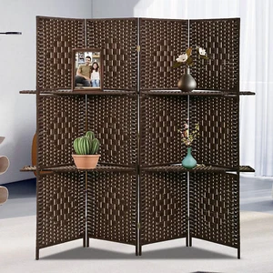 4 Panel Room Divider Wooden Screen Folding Privacy Portable Partition Screen - Picture 1 of 8