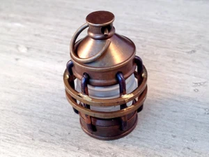 Vintage Style Brass Lantern Necklace Pendant Antique Bronze Charm Glass Nautical - Picture 1 of 8