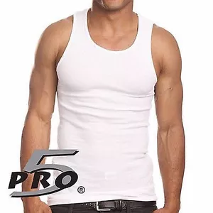PRO 5 MENS A-SHIRT COTTON UNDER SHIRT WIFE BEATER SM-3X - Picture 1 of 9