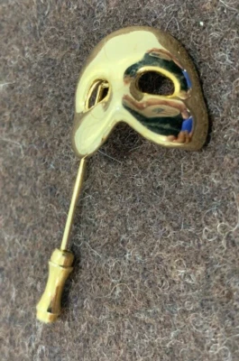 Vintage gold Tone Theater Mask Tie Tack Lapel Pin - Image 1 of 4