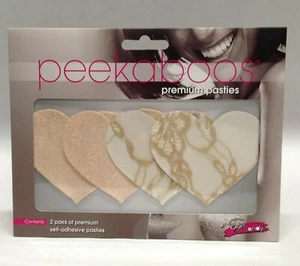 PeekaBoo Premium Desnudo Ambición Pezón Pasteles Corazón 2pk Lencería Disfraz Sin Deslizables - Imagen 1 de 5
