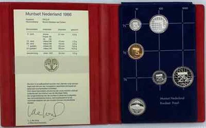 1986 NETHERLANDS - OFFICIAL PROOF SET (5) w/ SILVER RIJK'S MINT MEDAL & COA - Picture 1 of 14