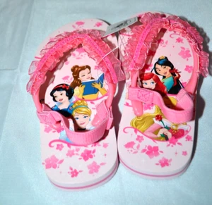 Princess Jasmine Belle Aurora Ariel Cinderella Snow Disney Flip Flops Kids 7/8 - Picture 1 of 5