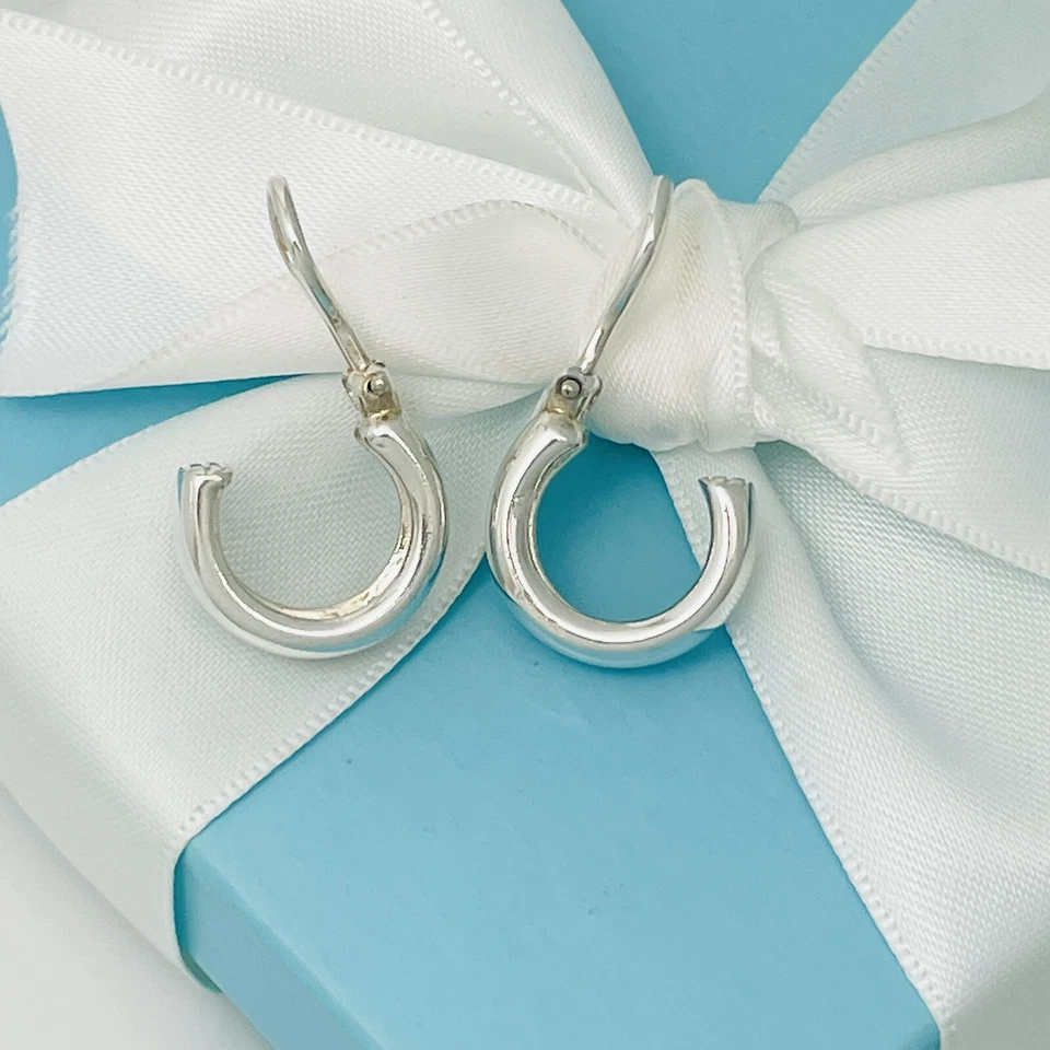 Tiffany & Co Vintage Hoop Huggie Clip on Earrings in Sterling Silver FREE Ship - Image 1 of 4