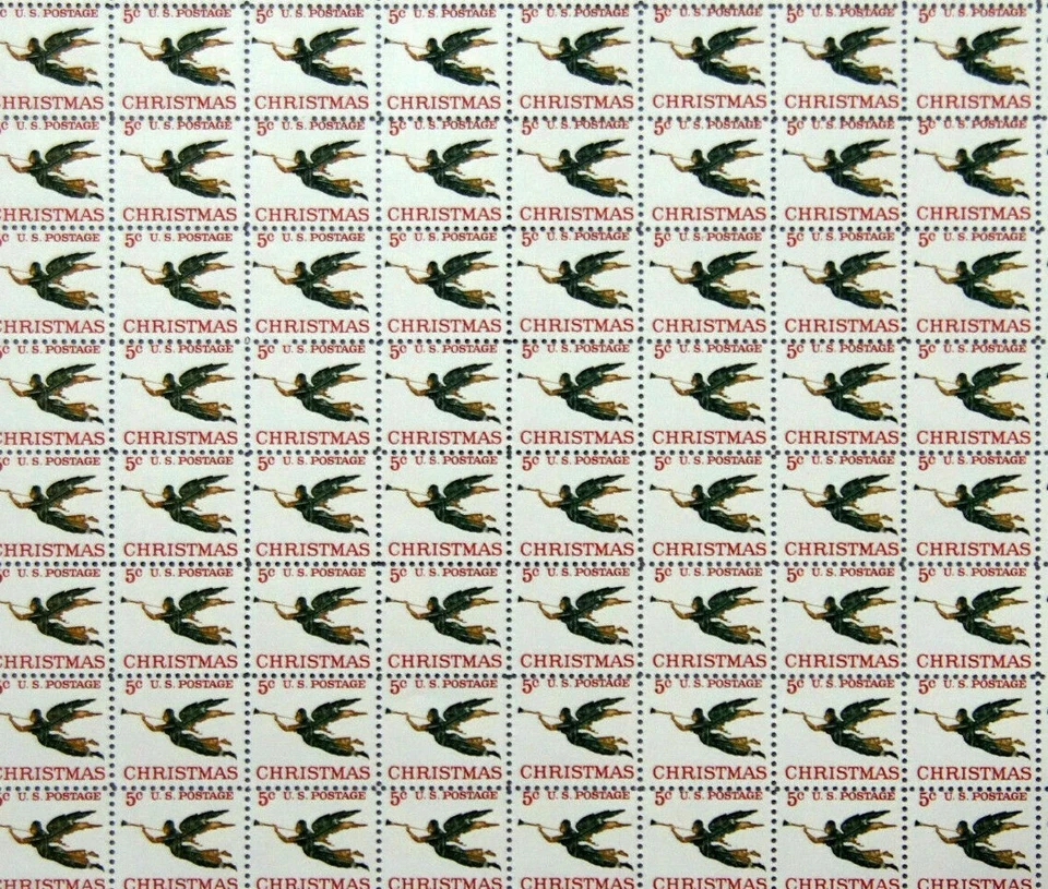 CHRISTMAS ANGEL WITH TRUMPET 1965 #1276 Full mint sheet of 100 stamps MNH OG - Image 1 of 1