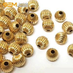 Corrugated Bead 14K Yellow Gold Filled Spacer Beads For Jewellery Making 100pcs - Picture 1 of 27