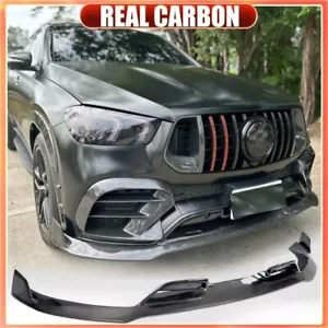 Carbon Front Bumper Lip Spoiler For Benz W167 GLE450 GLE53 Sport Coupe 2020-2024 - Picture 1 of 15