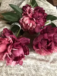 NWT Lot of 3 Ashland 26" Pink Fuchsia Artificial Peony Stem Silk Flowers 6 In - Picture 1 of 11