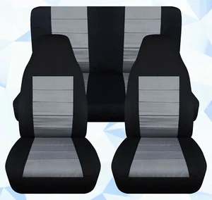 Fundas de asiento delanteras y traseras para Jeep Wrangler LJ 2003-2006 negras y plateadas - Imagen 1 de 5