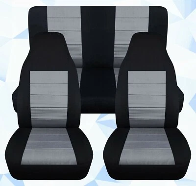 Fundas de asiento de coche delanteras y traseras para Jeep Wrangler LJ 2003-2006 negro y plateado Foto 1 de 4