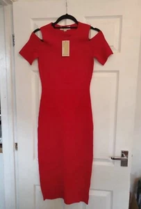 Michael Kors Red Bodycon Knit Dress Size S New - Picture 1 of 7
