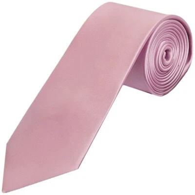 TIESRUS TIES R US Plain Light Dusty Pink Satin Classic Men's Tie Wedding Tie Regular Tie