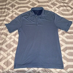 Bobby Jones X-H2O Mens Blue Striped Golf Performance Polo Shirt Size M - Picture 1 of 4