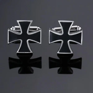 Templar Cross Black Set Cufflinks Business Wedding Dress Shirt free gift box #8 - Picture 1 of 10