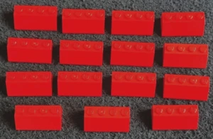 LEGO Red Slopes Bundle 2x4 3037 x15 Pieces Curved Roof Ramp Smooth Bricks Lot - Picture 1 of 4